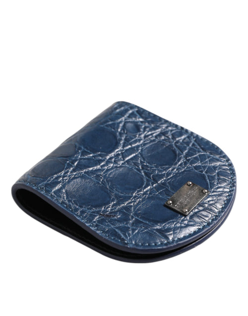 Dolce & Gabbana Blue Exotic Skin Coin Condom Case Holder Pocket Wallet - ClickThatClicks 