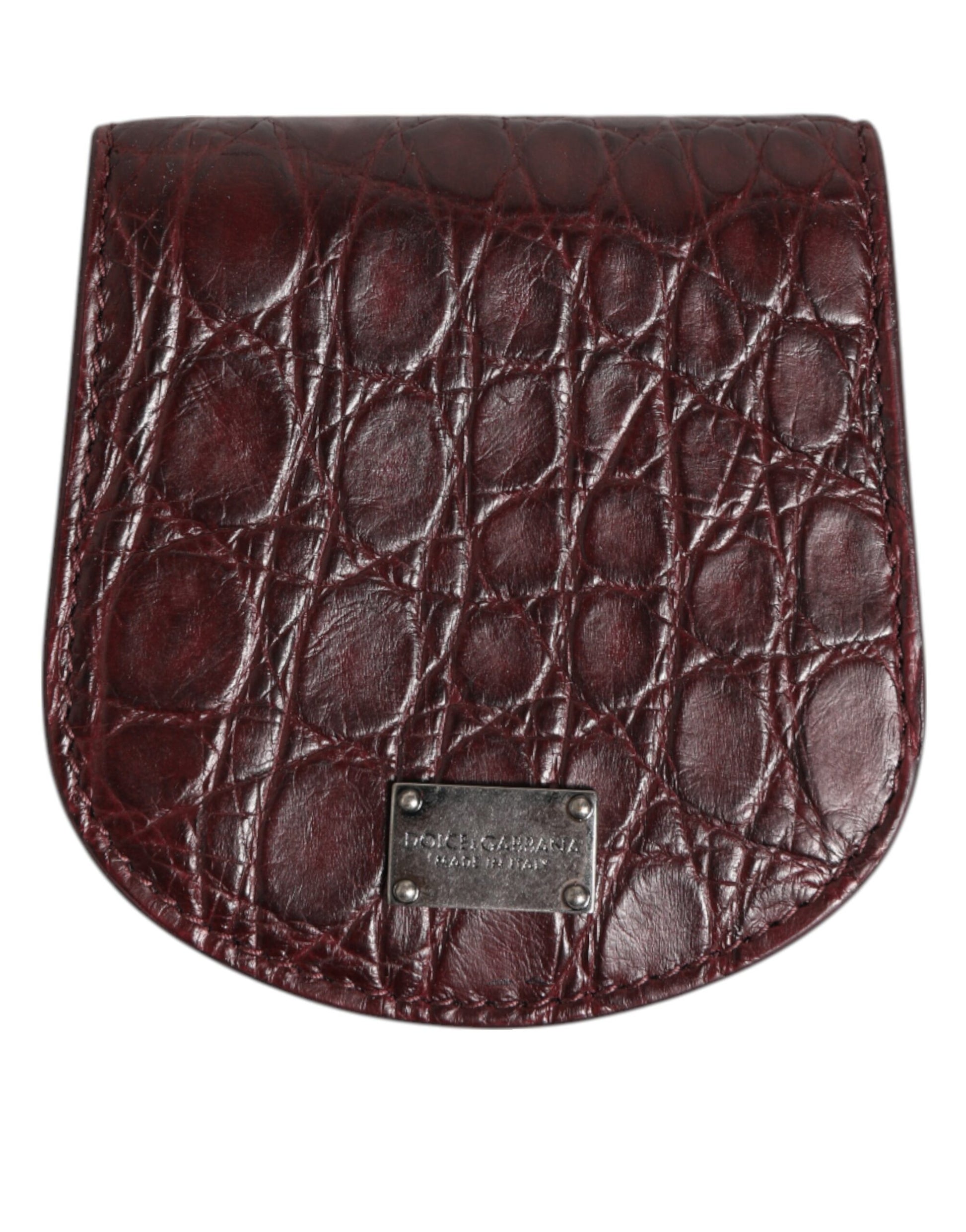 Dolce & Gabbana Burgundy Exotic Skin Coin Condom Case Holder Pocket Wallet - ClickThatClicks 