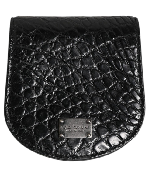 Dolce & Gabbana Black Exotic Skin Coin Condom Case Holder Pocket Wallet - ClickThatClicks 