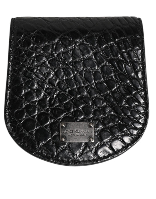 Dolce & Gabbana Black Exotic Skin Coin Condom Case Holder Pocket Wallet - ClickThatClicks 