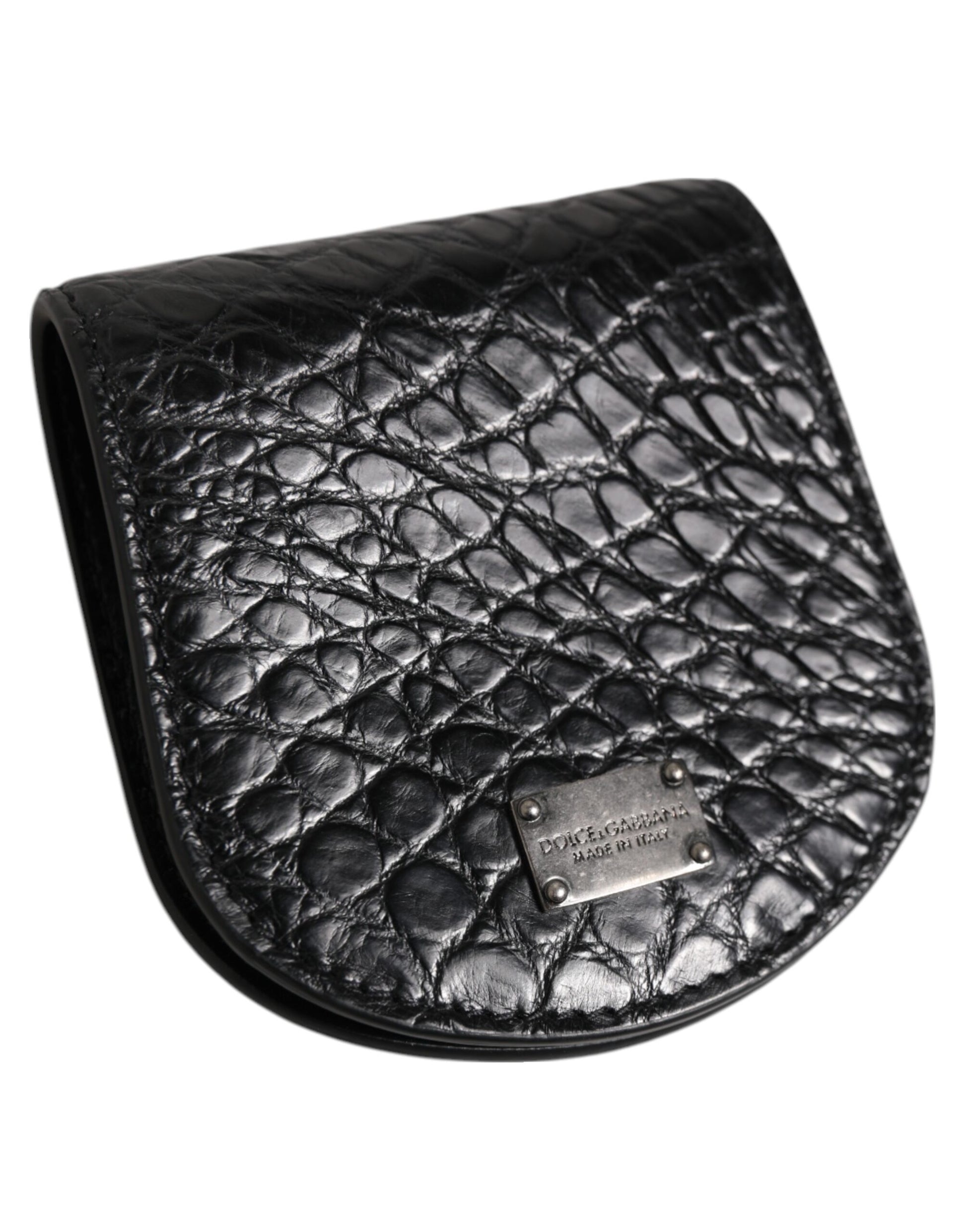 Dolce & Gabbana Black Exotic Skin Coin Condom Case Holder Pocket Wallet - ClickThatClicks 