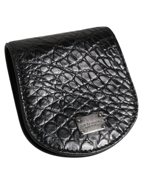 Dolce & Gabbana Black Exotic Skin Coin Condom Case Holder Pocket Wallet - ClickThatClicks 