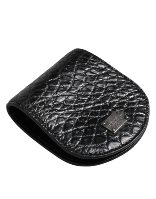 Dolce & Gabbana Black Exotic Skin Coin Condom Case Holder Pocket Wallet - ClickThatClicks 