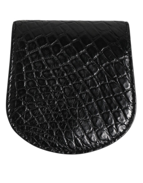 Dolce & Gabbana Black Exotic Skin Coin Condom Case Holder Pocket Wallet - ClickThatClicks 