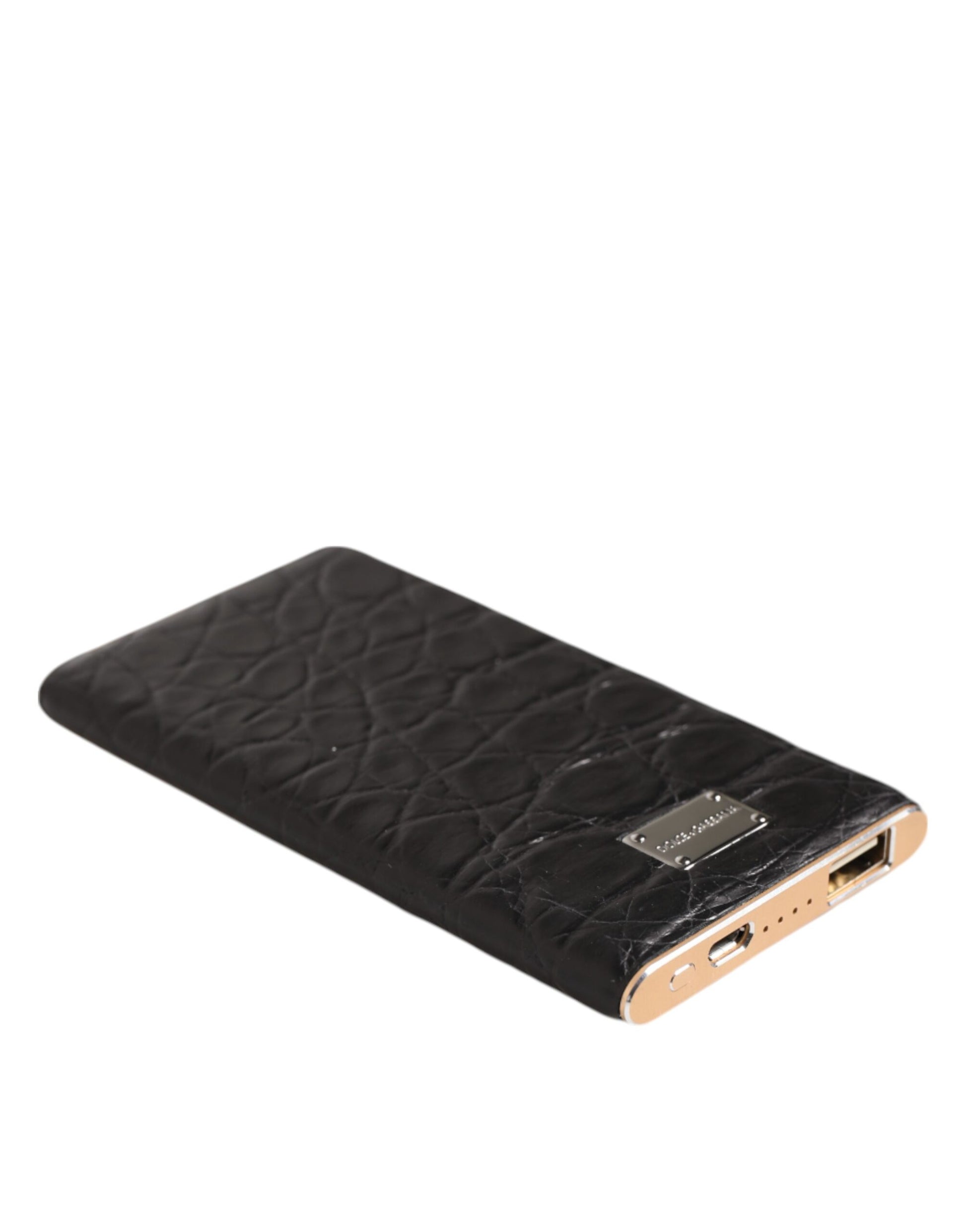 Dolce & Gabbana Black Leather Exotic Skin 3000mAh Power Bank Charger USB - ClickThatClicks 