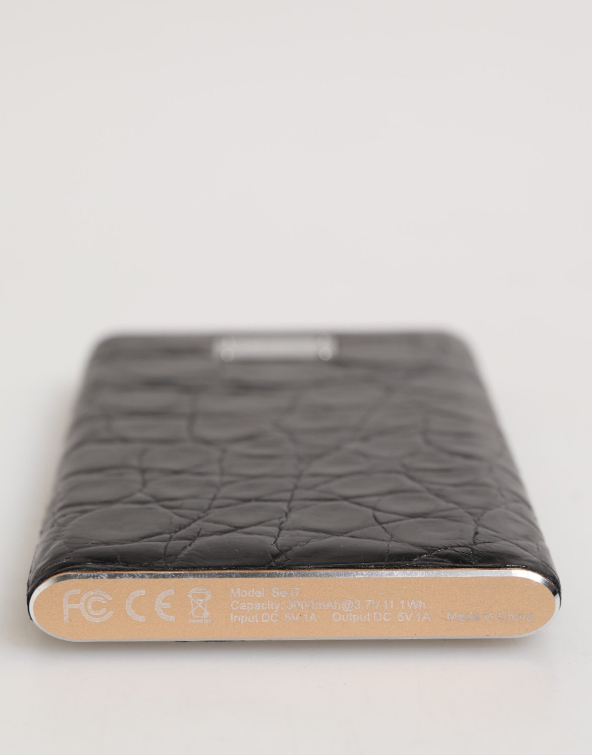 Dolce & Gabbana Black Leather Exotic Skin 3000mAh Power Bank Charger USB - ClickThatClicks 