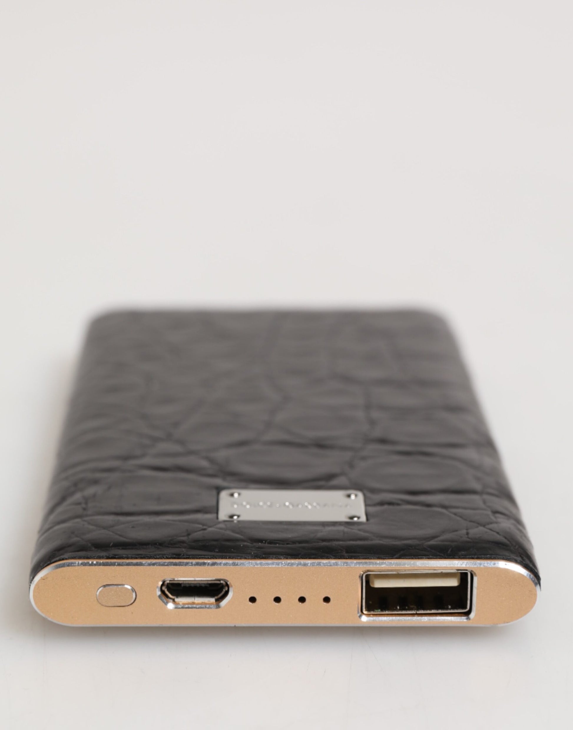 Dolce & Gabbana Black Leather Exotic Skin 3000mAh Power Bank Charger USB - ClickThatClicks 