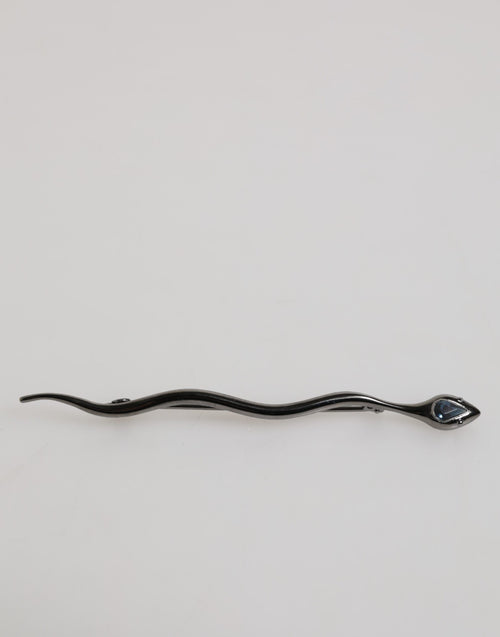 Dolce & Gabbana Black Brass Crystal Spilla Serpente Mens Brooch Pin - ClickThatClicks 