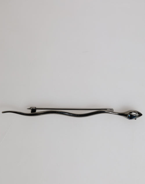 Dolce & Gabbana Black Brass Crystal Spilla Serpente Mens Brooch Pin - ClickThatClicks 