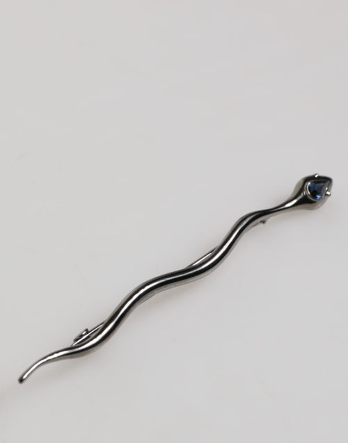 Dolce & Gabbana Black Brass Crystal Spilla Serpente Mens Brooch Pin - ClickThatClicks 