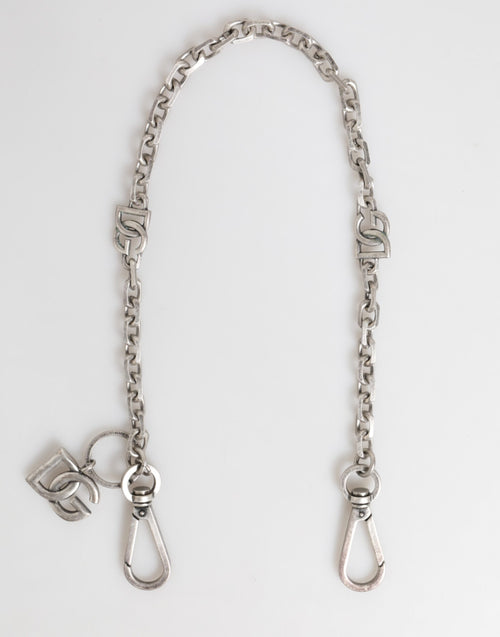 Dolce & Gabbana Silver Tone Brass DG Logo Detailing Chain Men Necklace - ClickThatClicks 