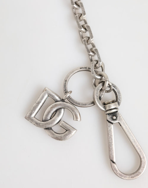 Dolce & Gabbana Silver Tone Brass DG Logo Detailing Chain Men Necklace - ClickThatClicks 