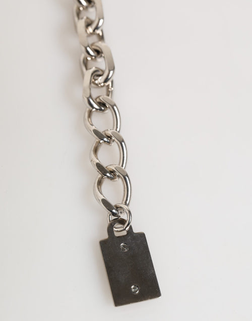 Dolce & Gabbana Silver Chain Brass Beaded Lobster Clasp Logo Men Bracelet - ClickThatClicks 