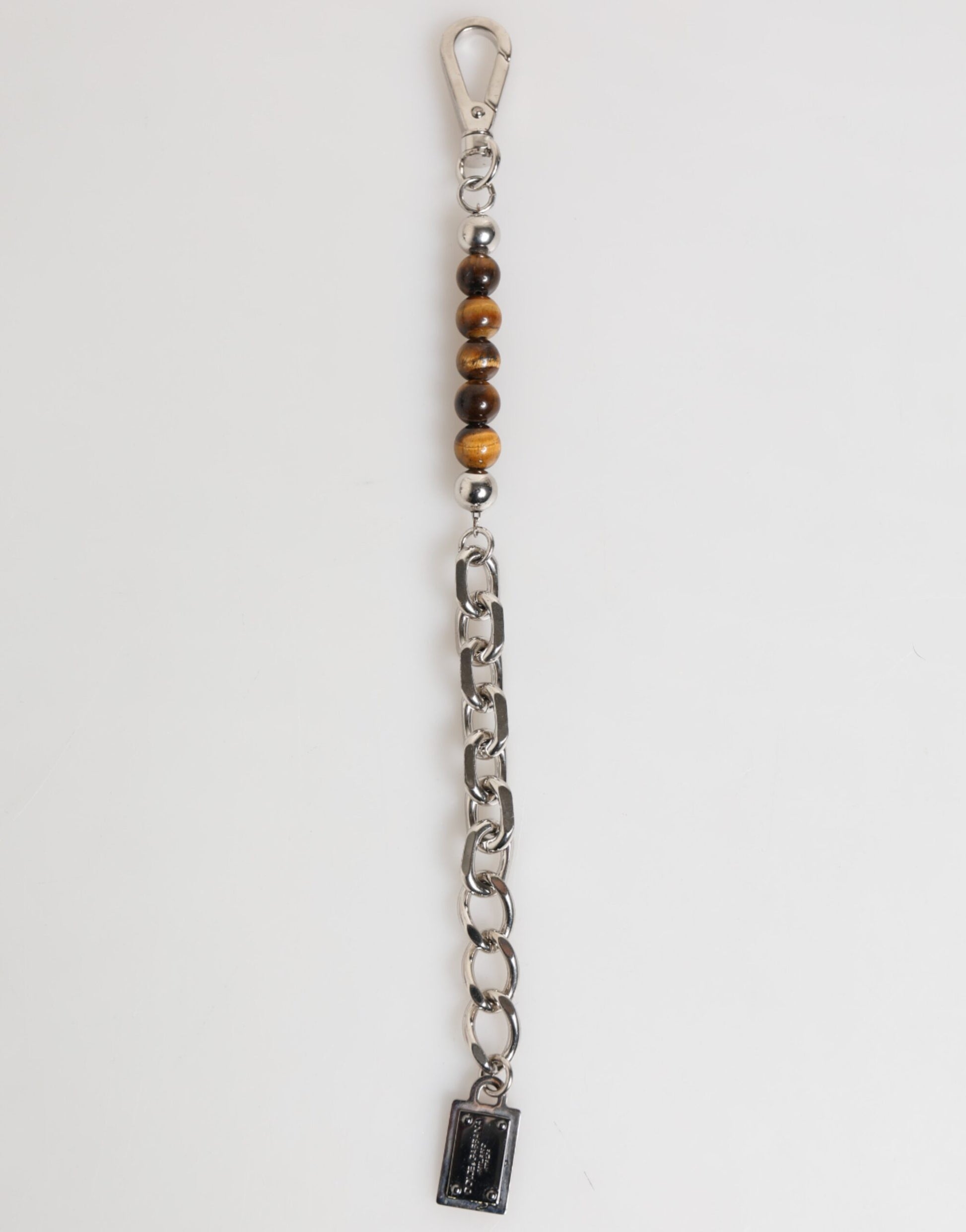 Dolce & Gabbana Silver Chain Brass Beaded Lobster Clasp Logo Men Bracelet - ClickThatClicks 