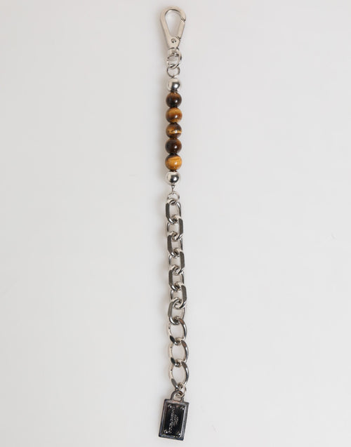 Dolce & Gabbana Silver Chain Brass Beaded Lobster Clasp Logo Men Bracelet - ClickThatClicks 