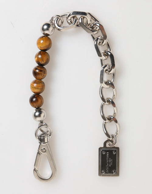 Dolce & Gabbana Silver Chain Brass Beaded Lobster Clasp Logo Men Bracelet - ClickThatClicks 