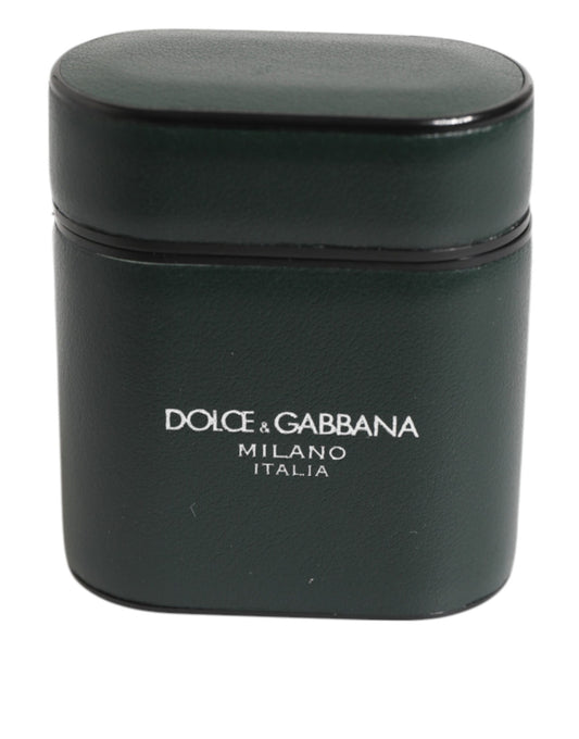 Dolce & Gabbana Black Leather Logo Print Flip Holder Men Airpods Case - ClickThatClicks 