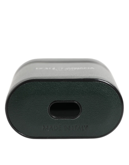 Dolce & Gabbana Black Leather Logo Print Flip Holder Men Airpods Case - ClickThatClicks 