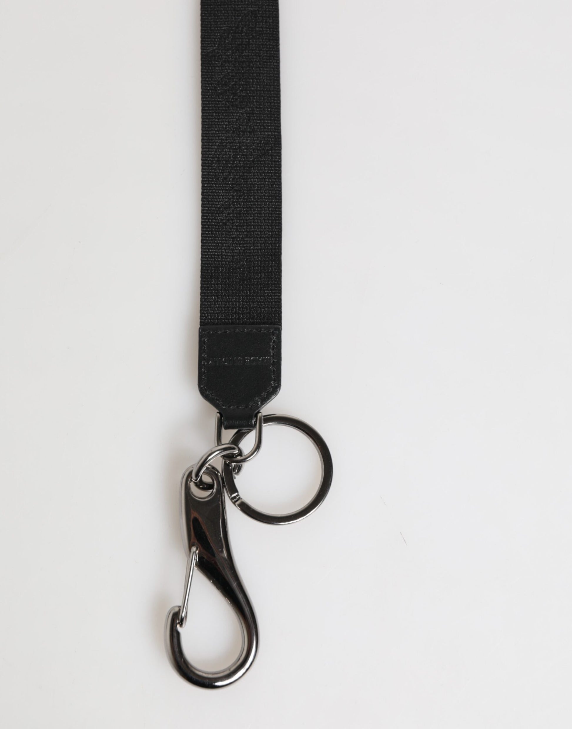 Dolce & Gabbana Black Yellow Polyester DG Logo Silver Keychain Keyring - ClickThatClicks 