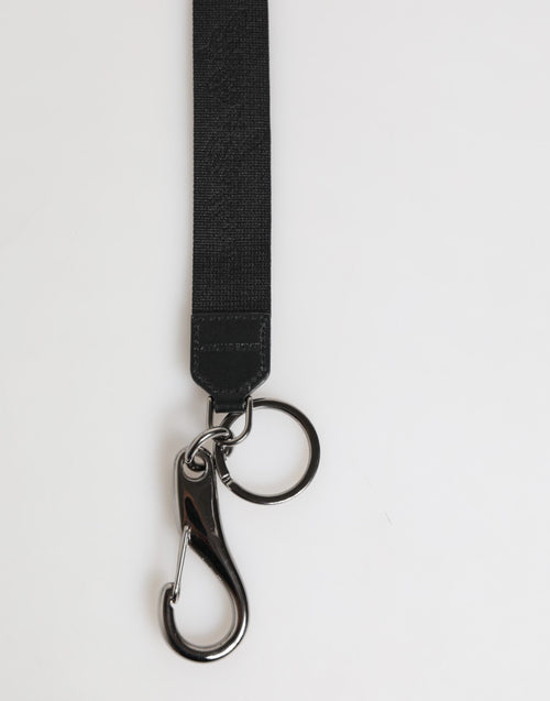 Dolce & Gabbana Black Yellow Polyester DG Logo Silver Keychain Keyring - ClickThatClicks 