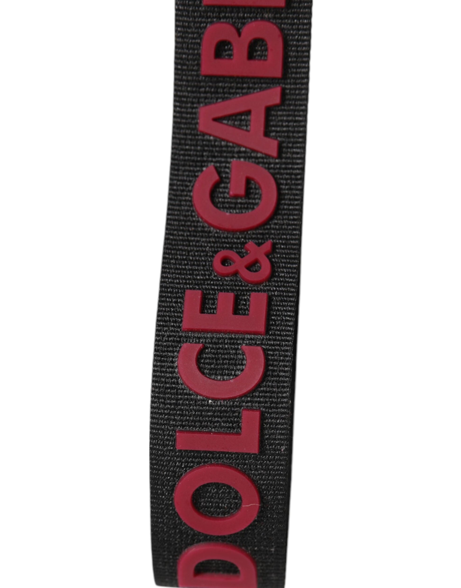 Dolce & Gabbana Black Red DG Logo Polyester Silver Men Keychain Keyring - ClickThatClicks 