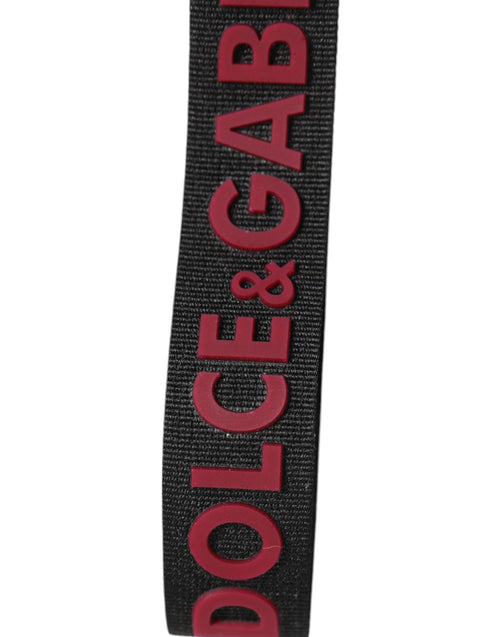 Dolce & Gabbana Black Red DG Logo Polyester Silver Men Keychain Keyring - ClickThatClicks 