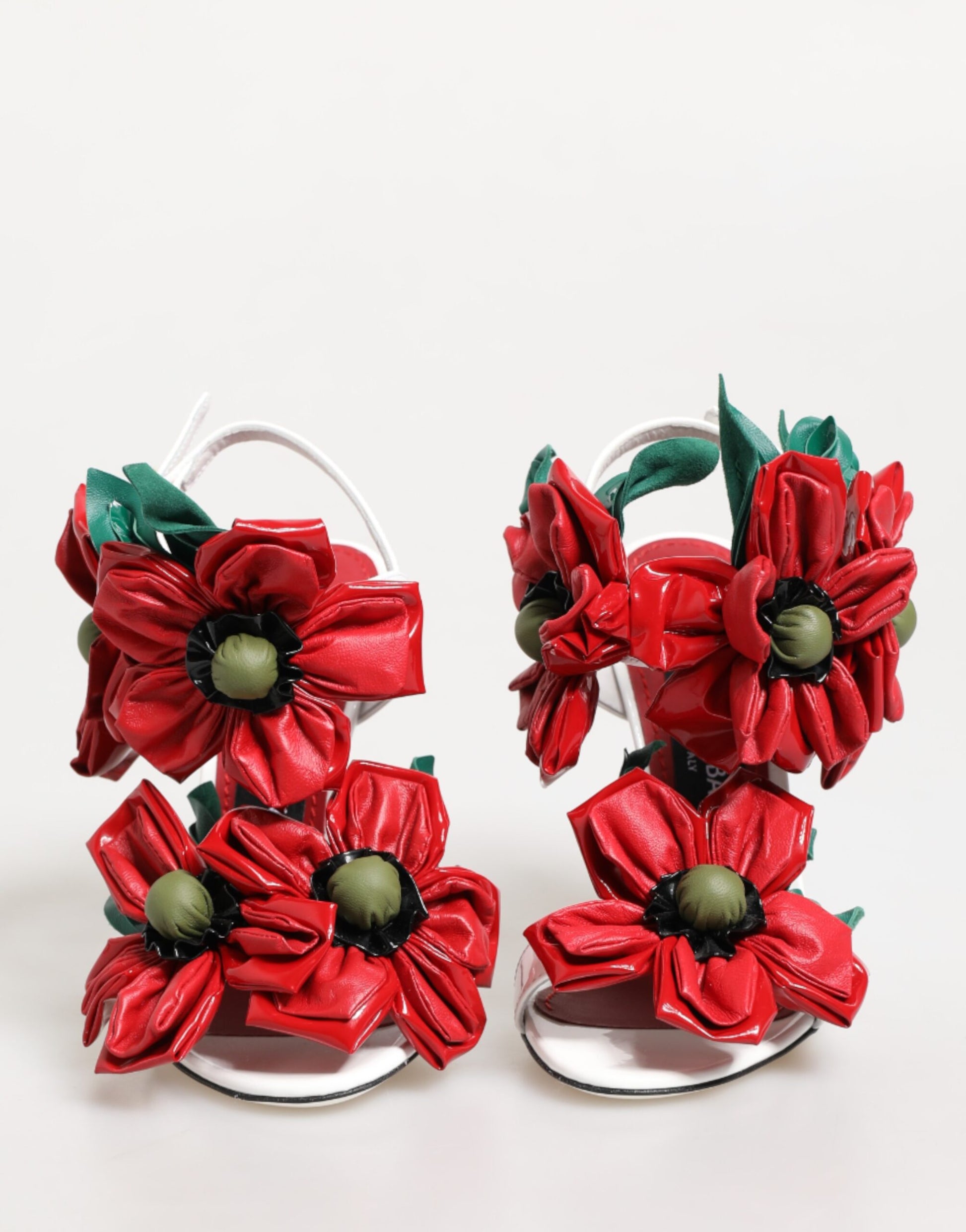 Dolce & Gabbana White Red Floral Detailing Sandals Shoes - ClickThatClicks 