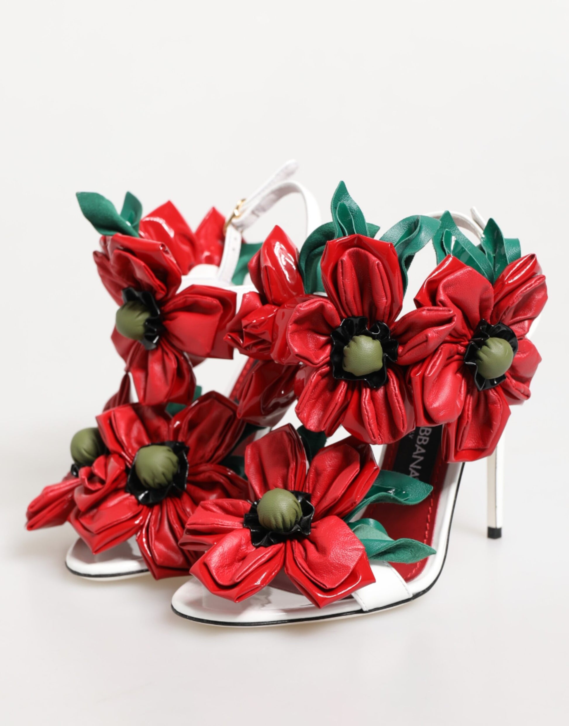Dolce & Gabbana White Red Floral Detailing Sandals Shoes - ClickThatClicks 