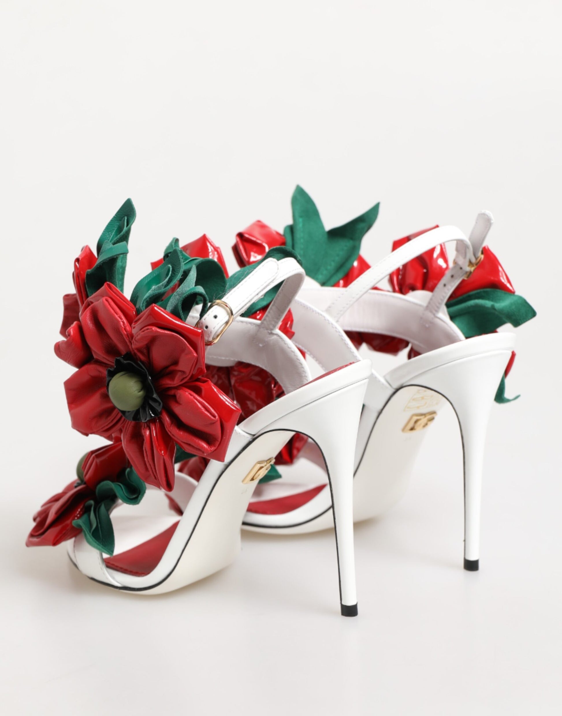 Dolce & Gabbana White Red Floral Detailing Sandals Shoes - ClickThatClicks 