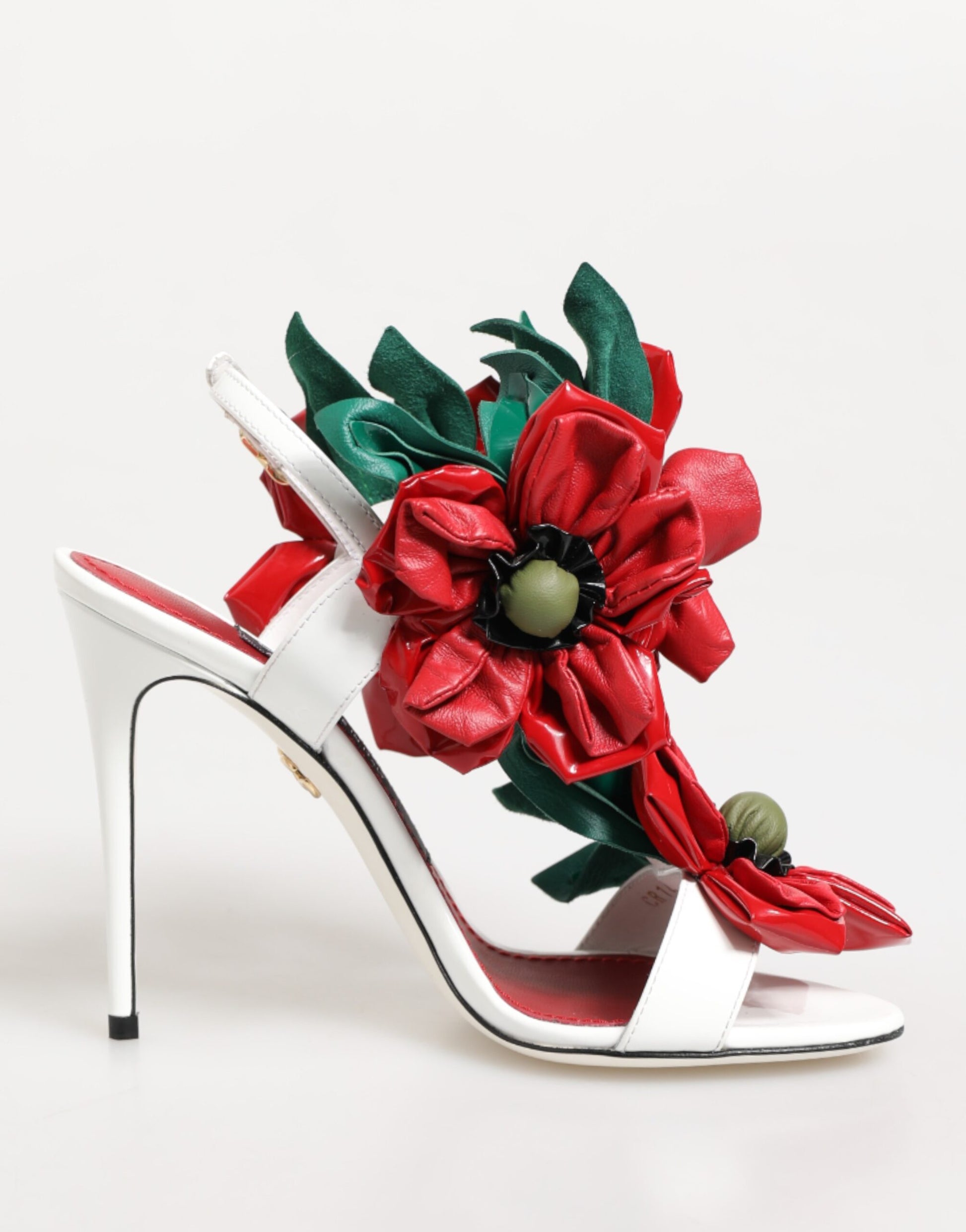 Dolce & Gabbana White Red Floral Detailing Sandals Shoes - ClickThatClicks 