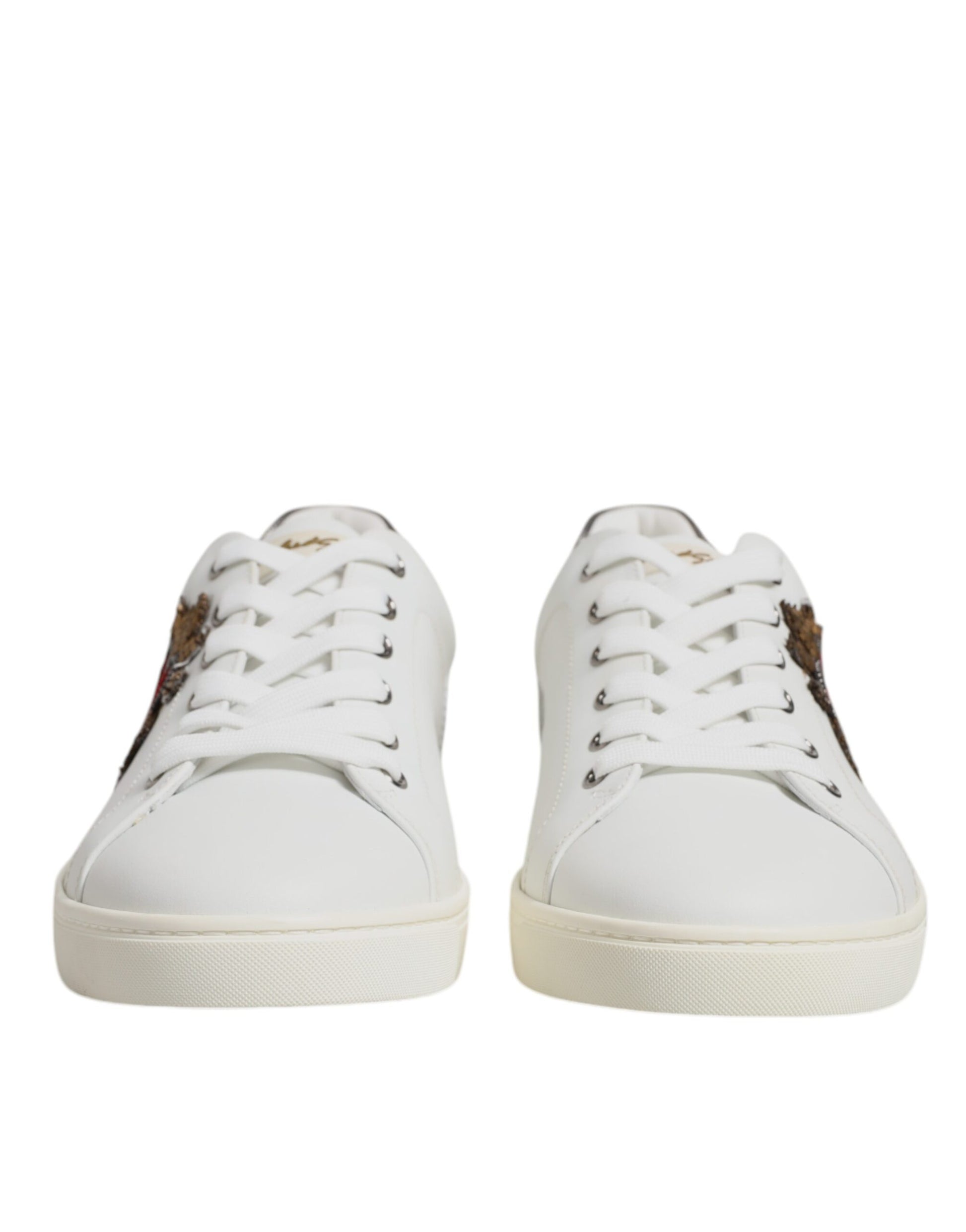 Dolce & Gabbana White Sacred Heart Men Low Top Sneakers Shoes - ClickThatClicks 