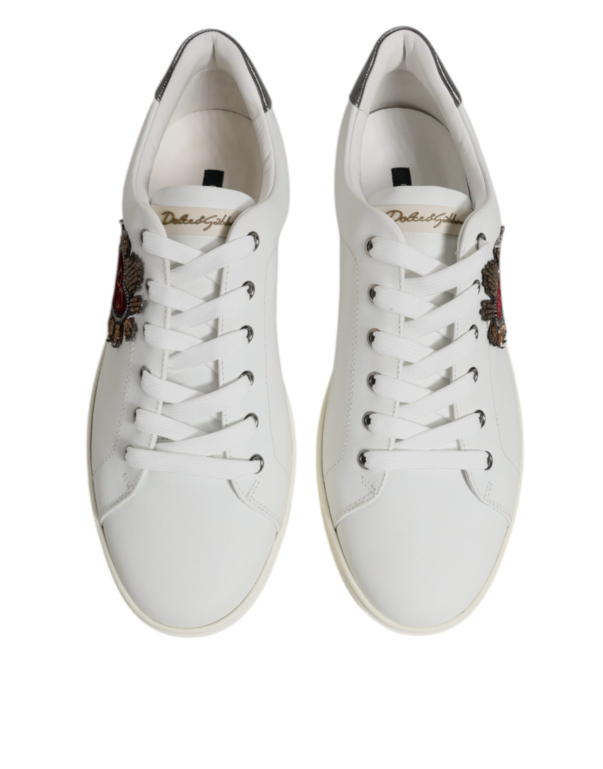 Dolce & Gabbana White Sacred Heart Men Low Top Sneakers Shoes - ClickThatClicks 