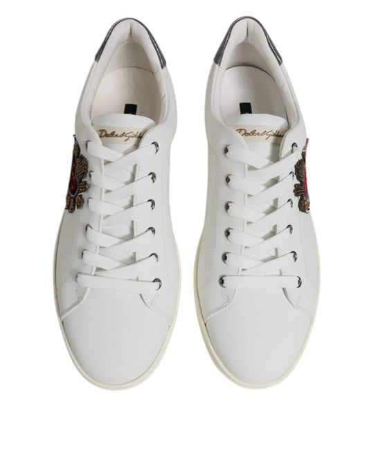 Dolce & Gabbana White Sacred Heart Men Low Top Sneakers Shoes - ClickThatClicks 