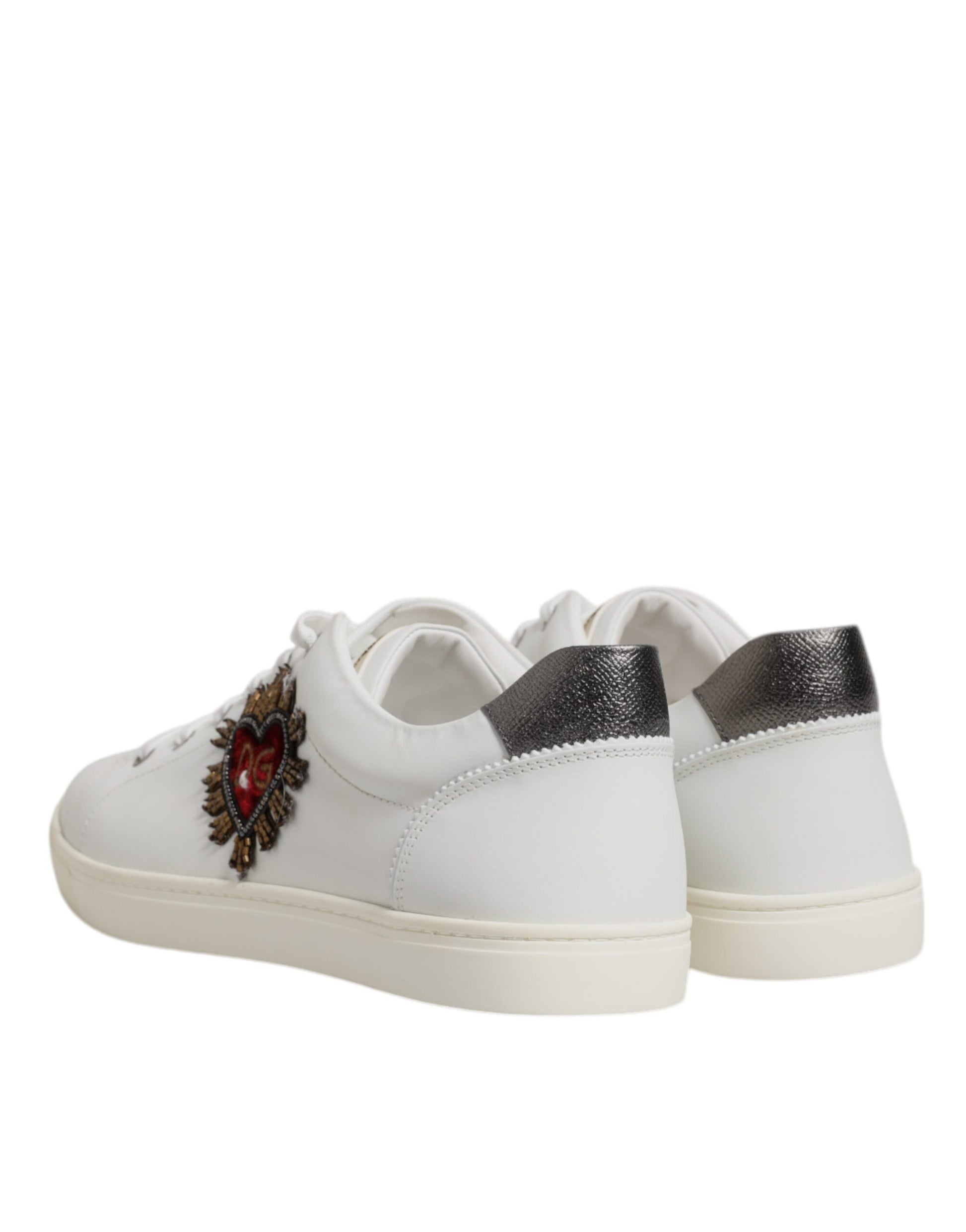 Dolce & Gabbana White Sacred Heart Men Low Top Sneakers Shoes - ClickThatClicks 