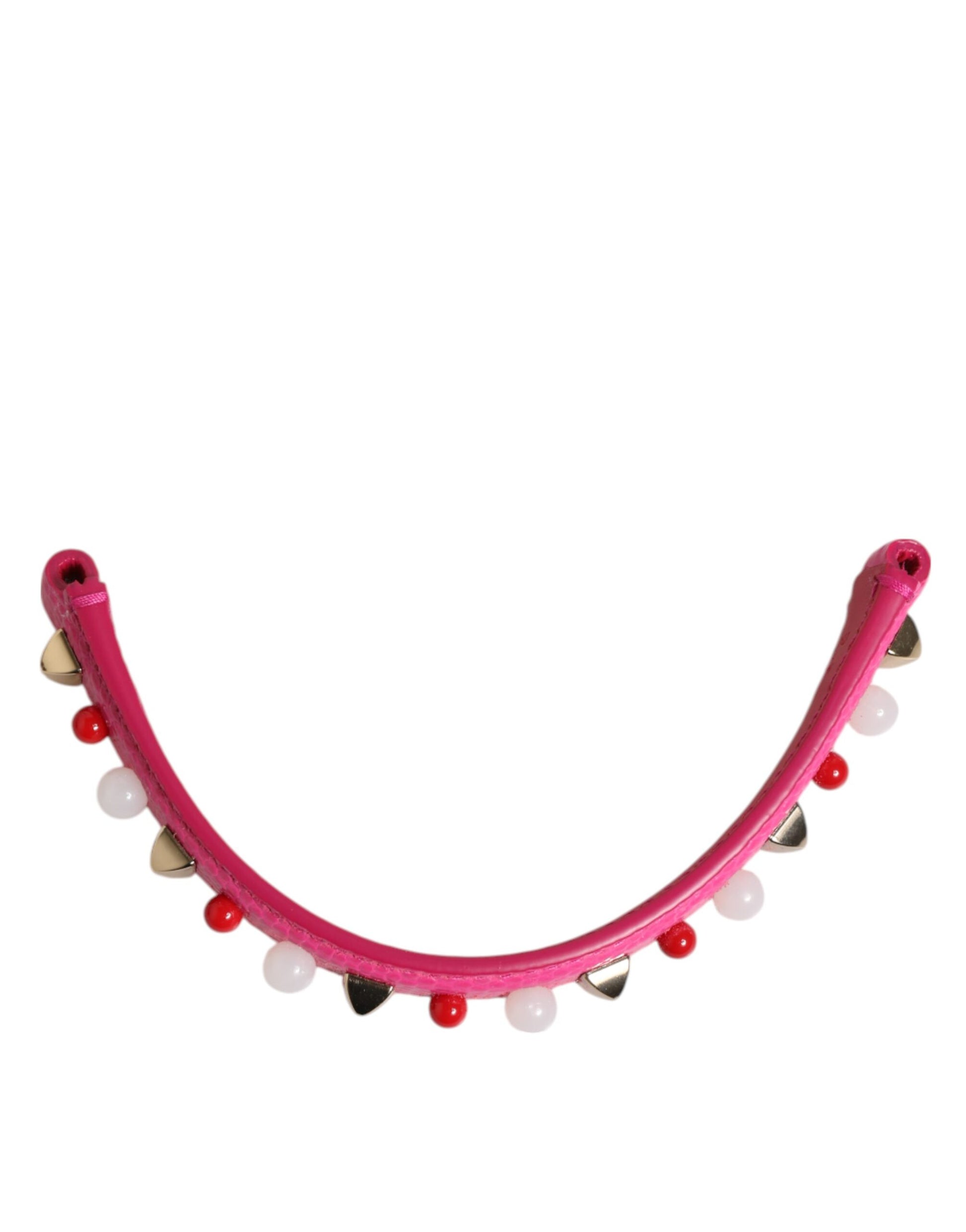 Dolce & Gabbana Pink Embellished Leather Bag Handle Women Shoulder Strap - ClickThatClicks 