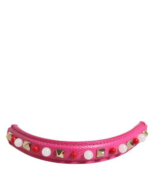 Dolce & Gabbana Pink Embellished Leather Bag Handle Women Shoulder Strap - ClickThatClicks 
