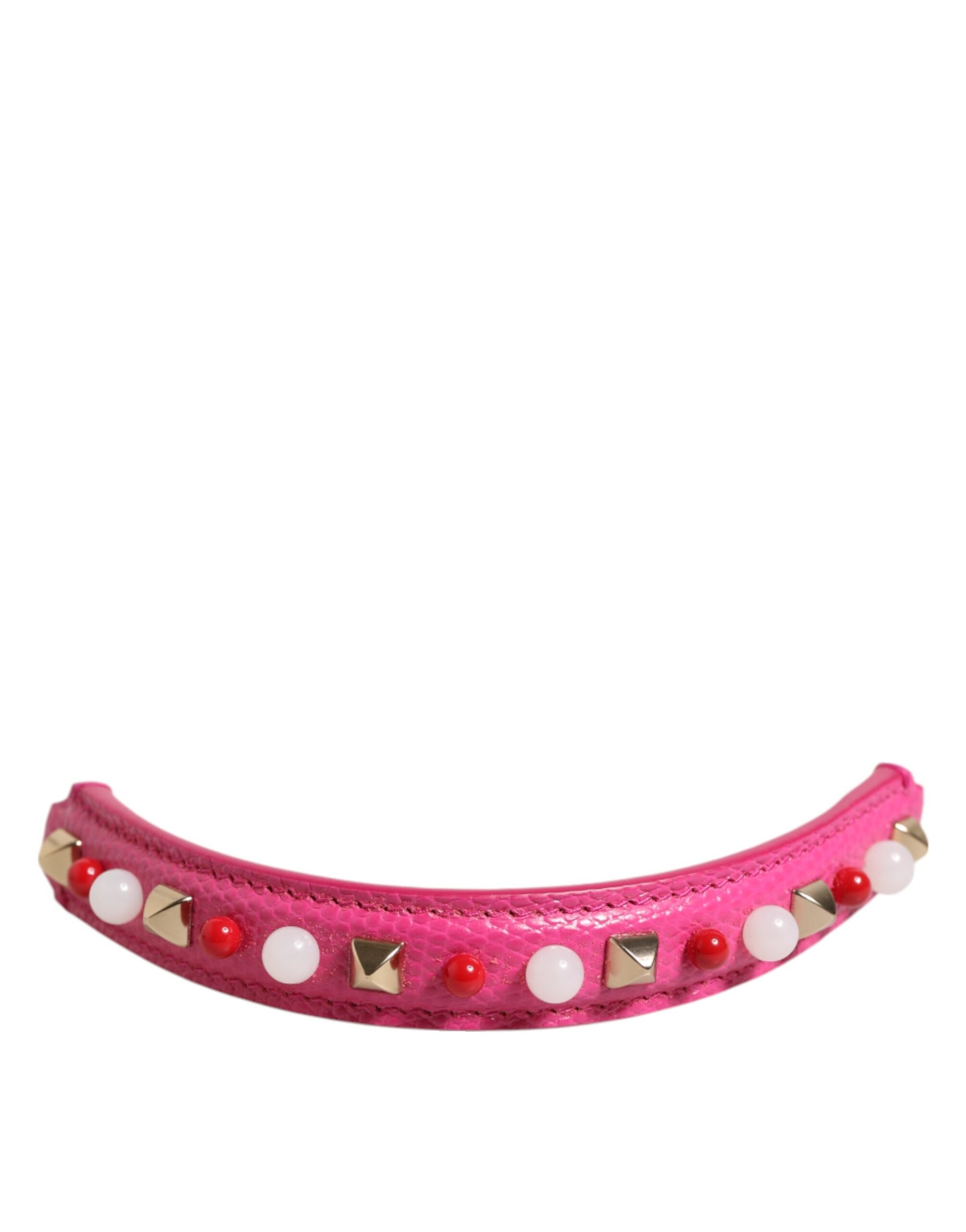 Dolce & Gabbana Pink Embellished Leather Bag Handle Women Shoulder Strap - ClickThatClicks 