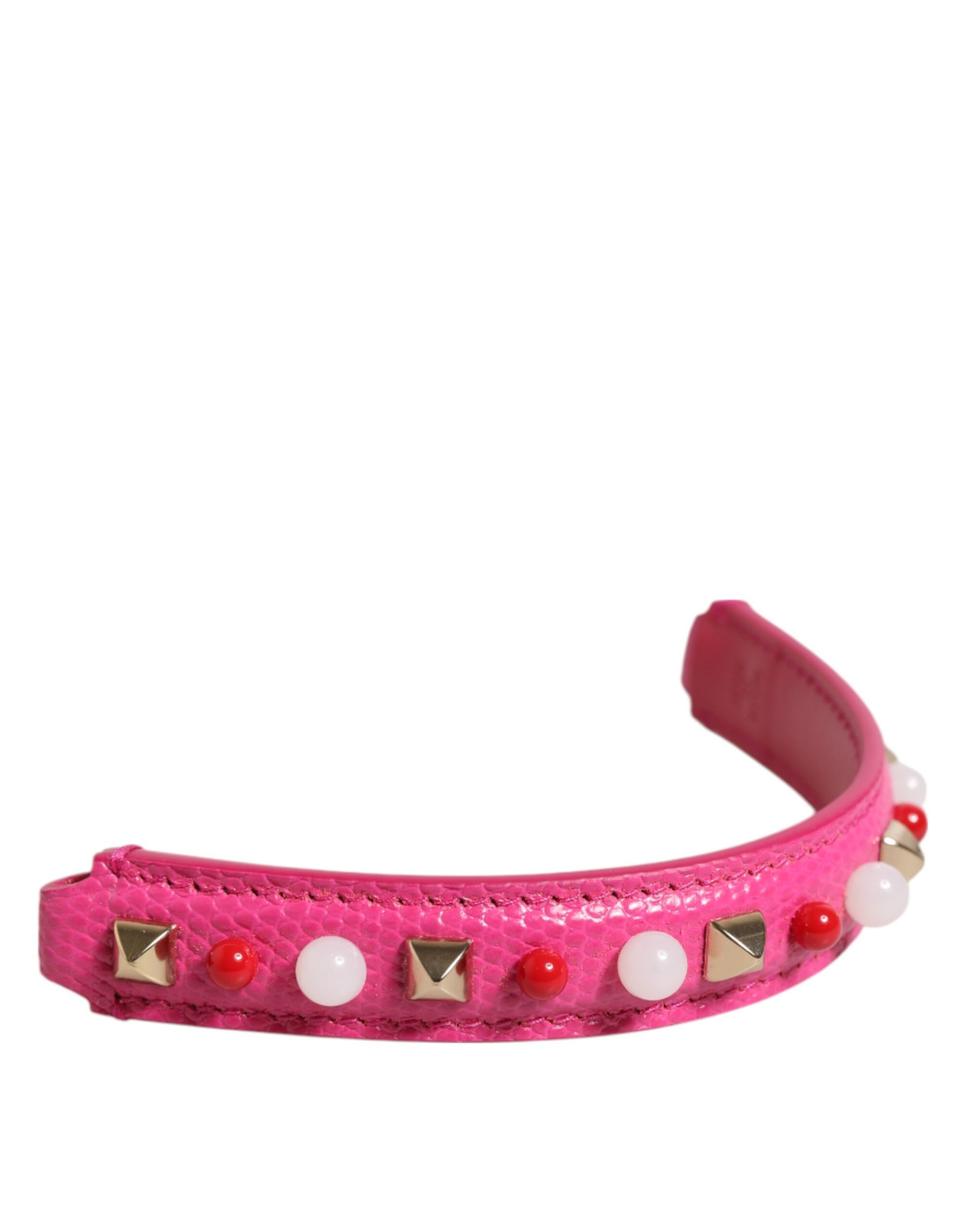 Dolce & Gabbana Pink Embellished Leather Bag Handle Women Shoulder Strap - ClickThatClicks 