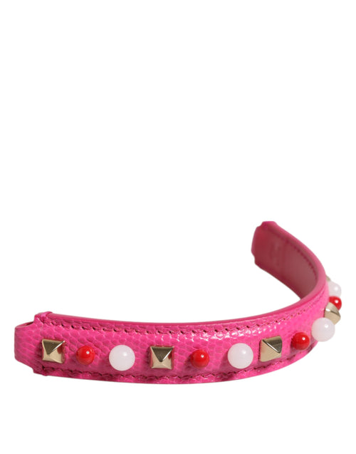 Dolce & Gabbana Pink Embellished Leather Bag Handle Women Shoulder Strap - ClickThatClicks 