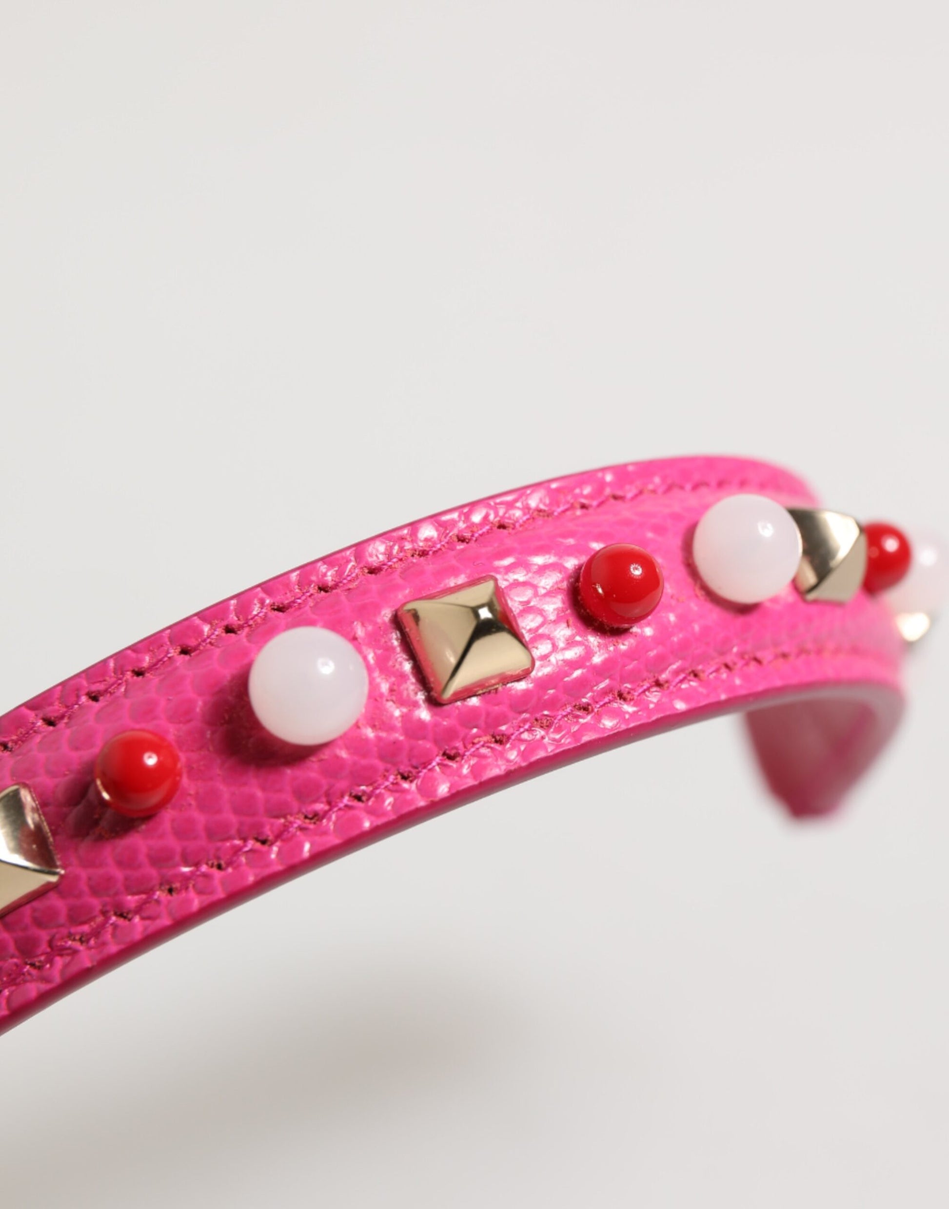 Dolce & Gabbana Pink Embellished Leather Bag Handle Women Shoulder Strap - ClickThatClicks 