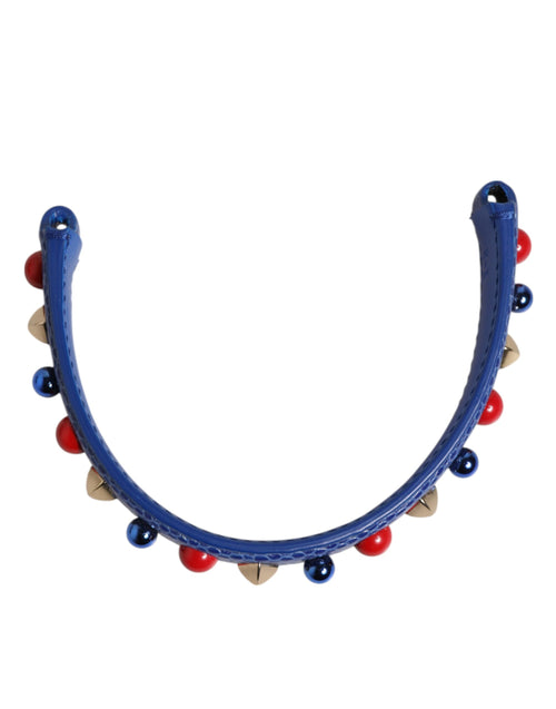 Dolce & Gabbana Blue Embellished Leather Bag Handle Women Shoulder Strap - ClickThatClicks 