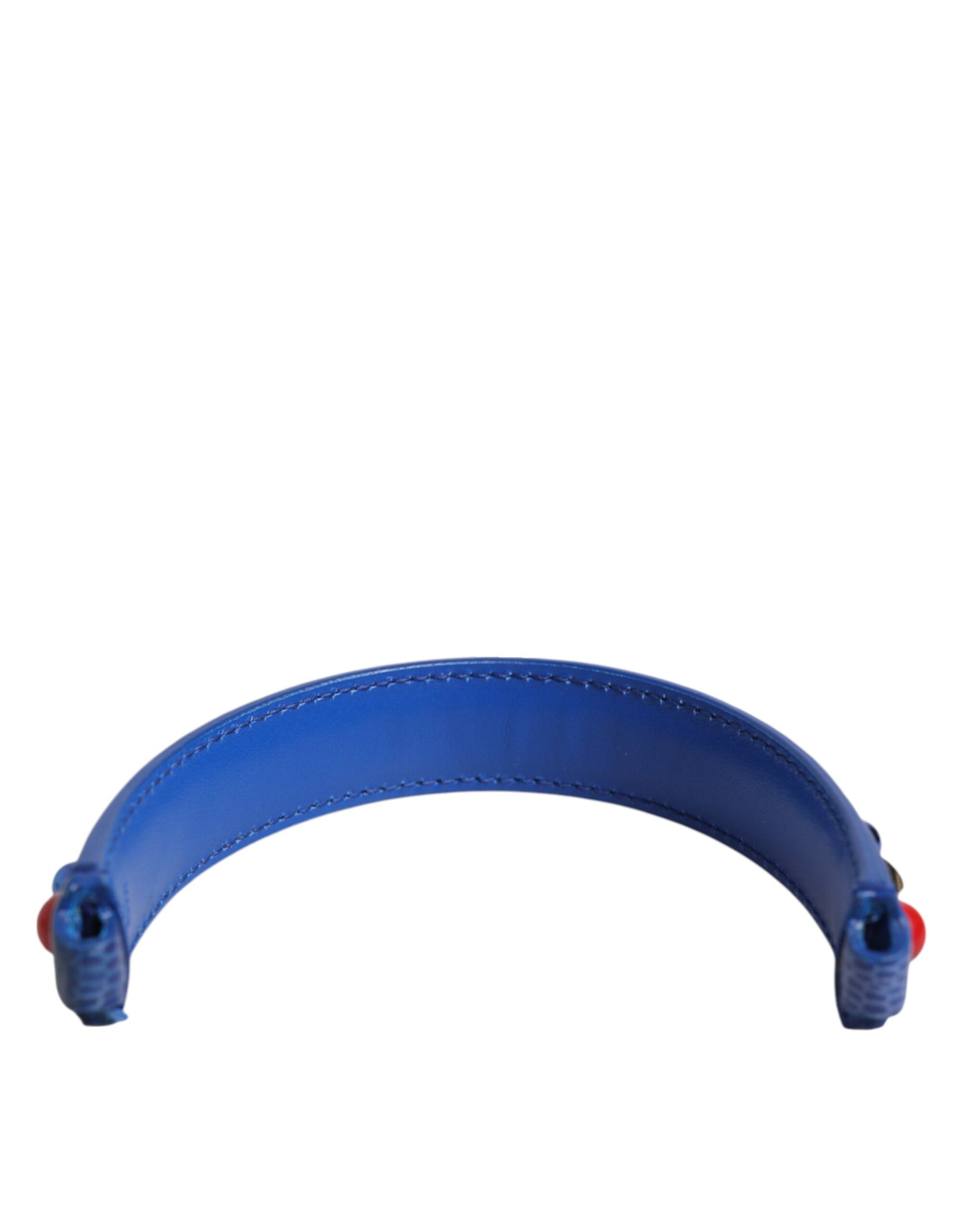 Dolce & Gabbana Blue Embellished Leather Bag Handle Women Shoulder Strap - ClickThatClicks 