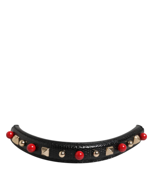 Dolce & Gabbana Black Embellished Leather Bag Handle Women Shoulder Strap - ClickThatClicks 