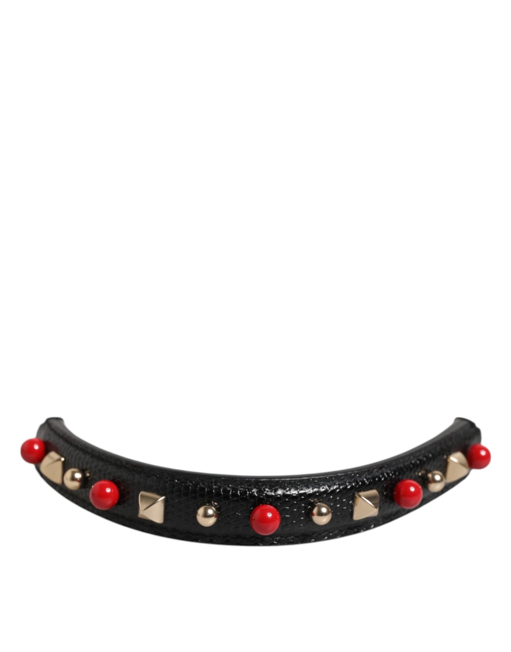Dolce & Gabbana Black Embellished Leather Bag Handle Women Shoulder Strap - ClickThatClicks 