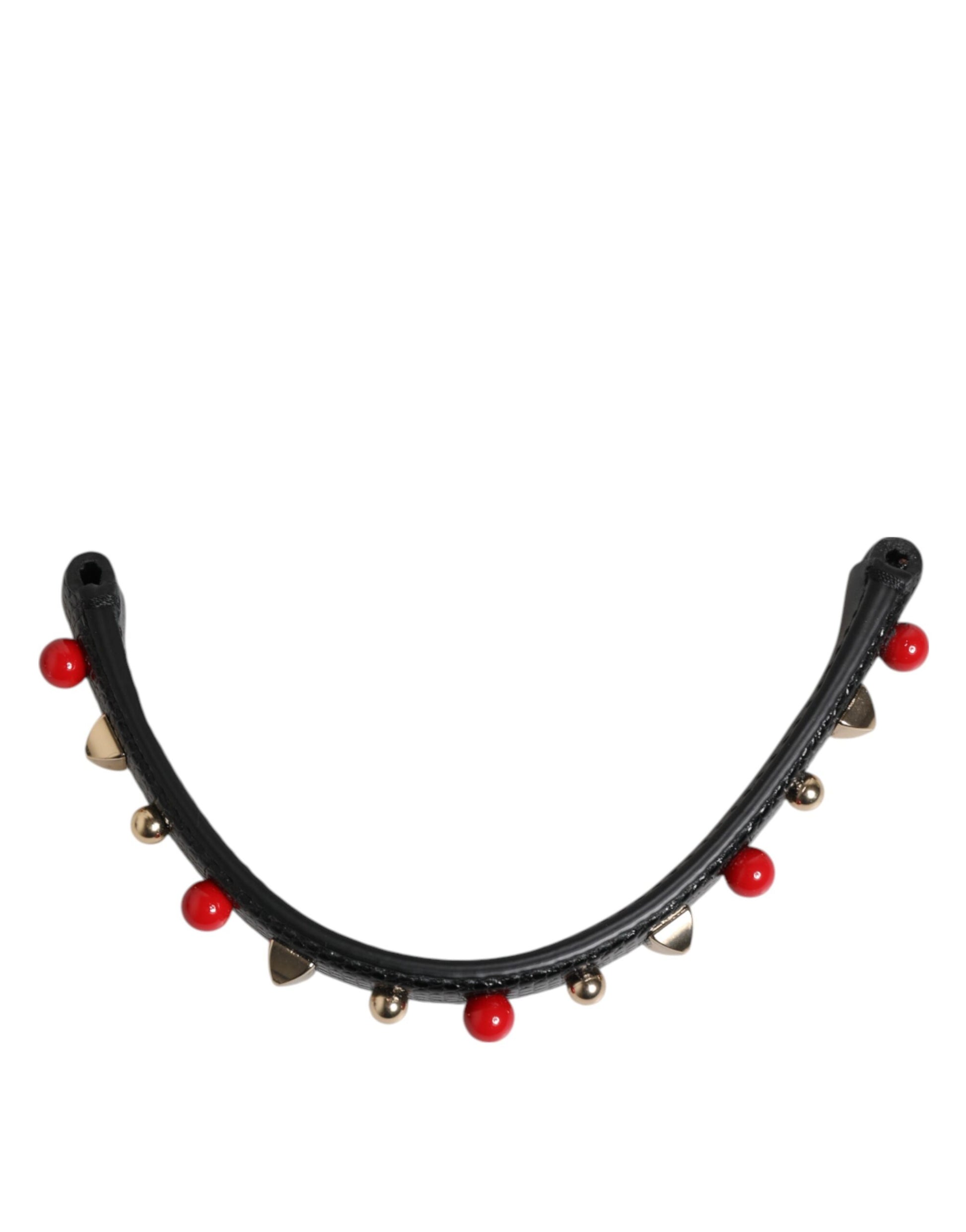 Dolce & Gabbana Black Embellished Leather Bag Handle Women Shoulder Strap - ClickThatClicks 