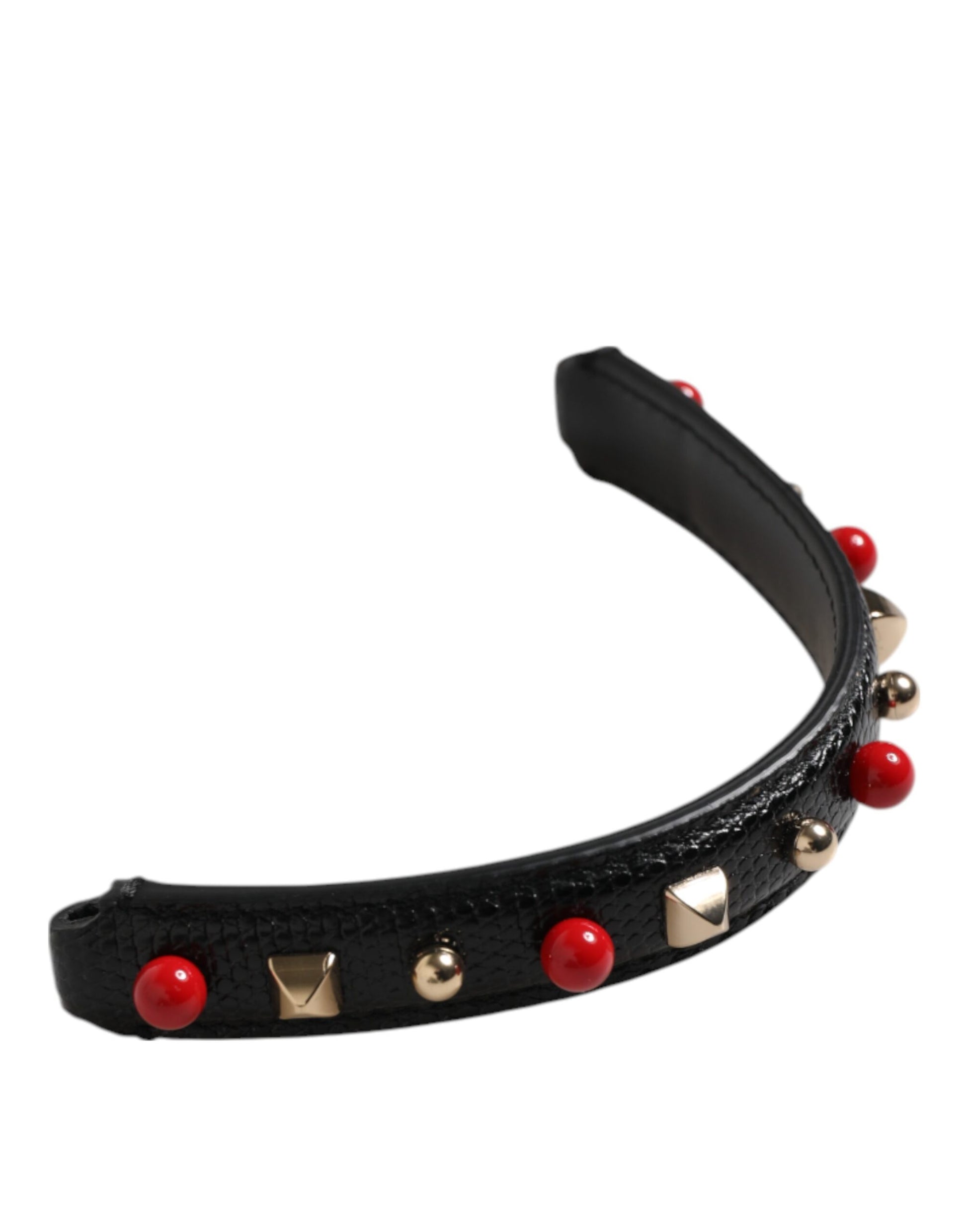 Dolce & Gabbana Black Embellished Leather Bag Handle Women Shoulder Strap - ClickThatClicks 