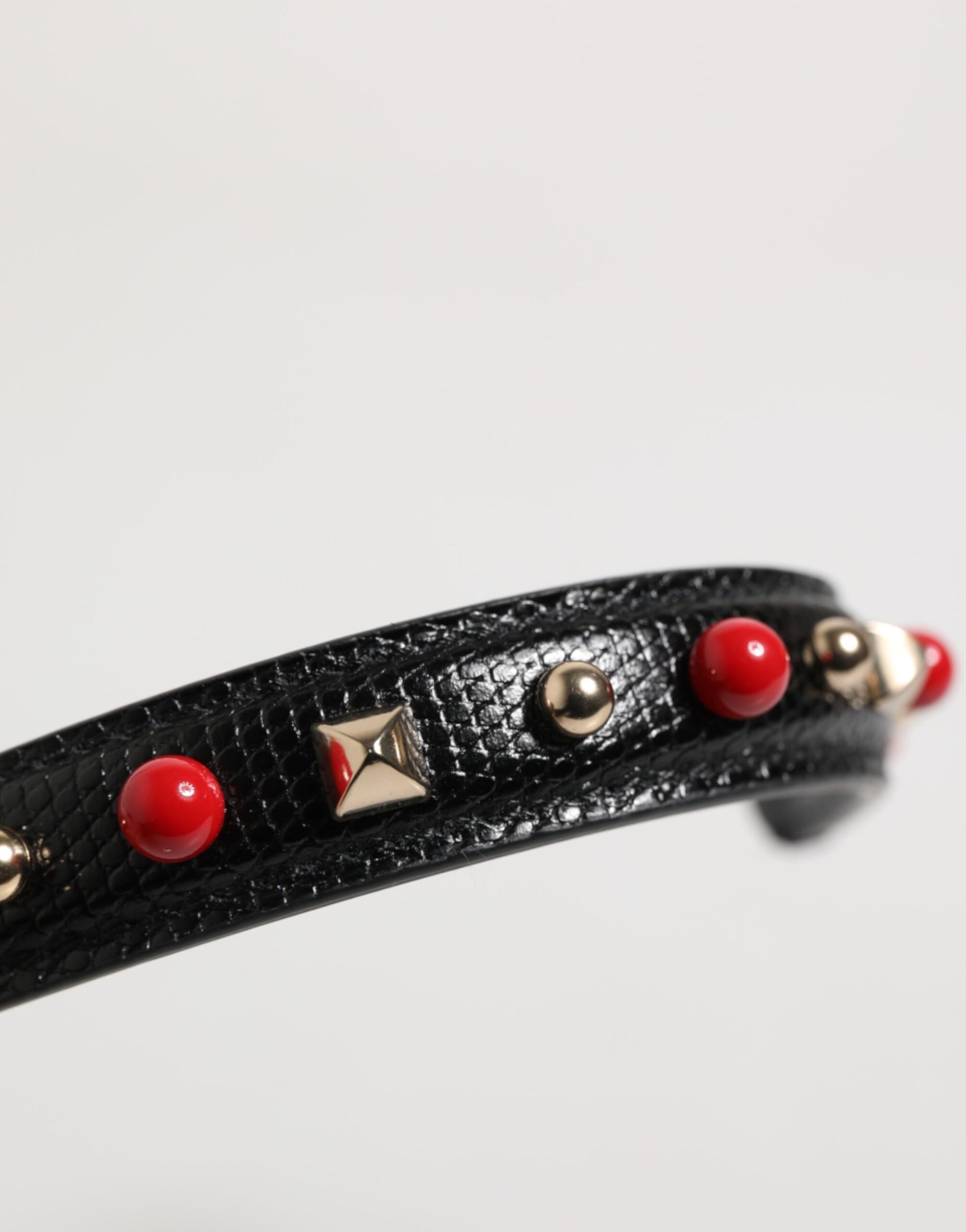 Dolce & Gabbana Black Embellished Leather Bag Handle Women Shoulder Strap - ClickThatClicks 