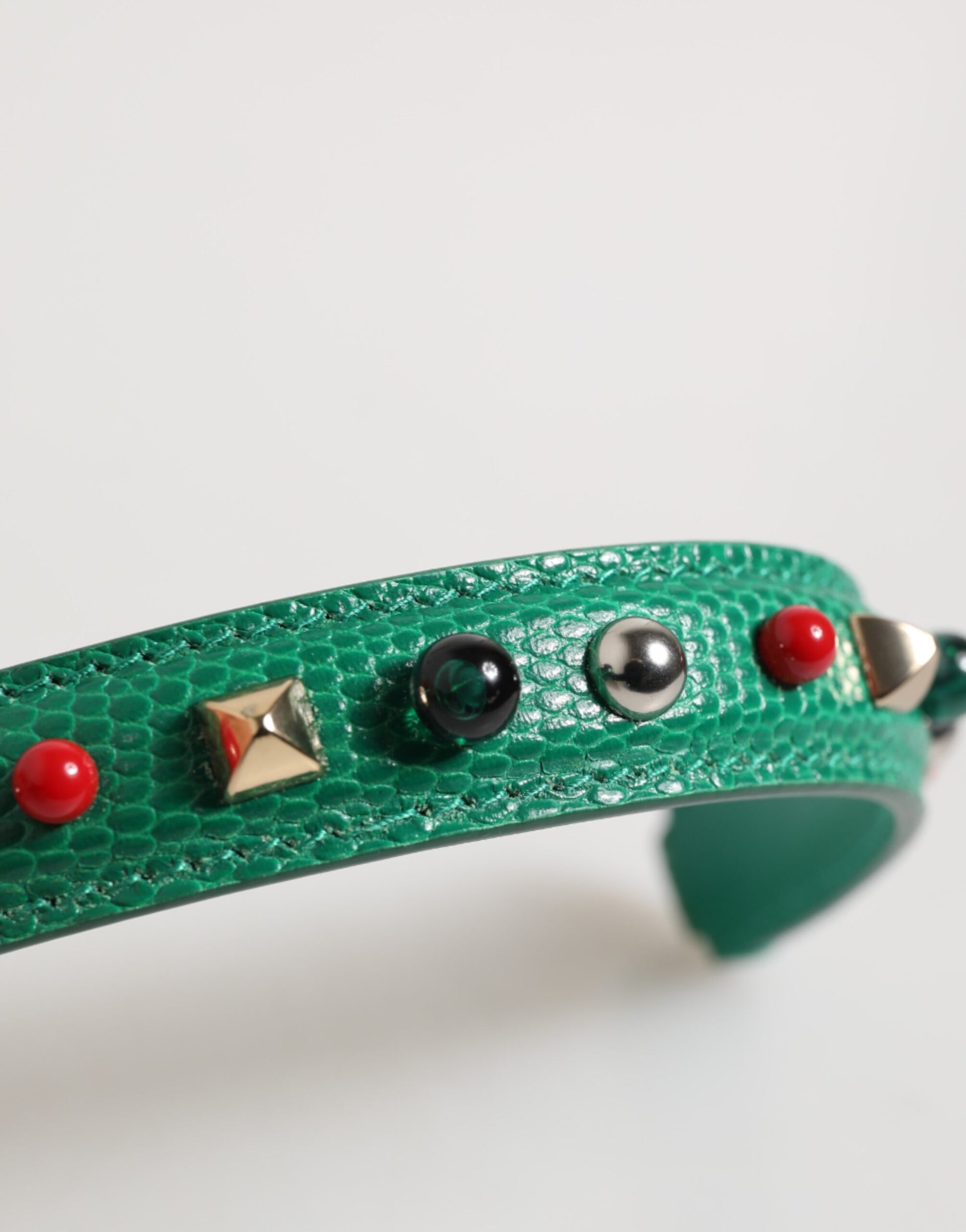 Dolce & Gabbana Green Embellished Leather Bag Handle Women Shoulder Strap - ClickThatClicks 
