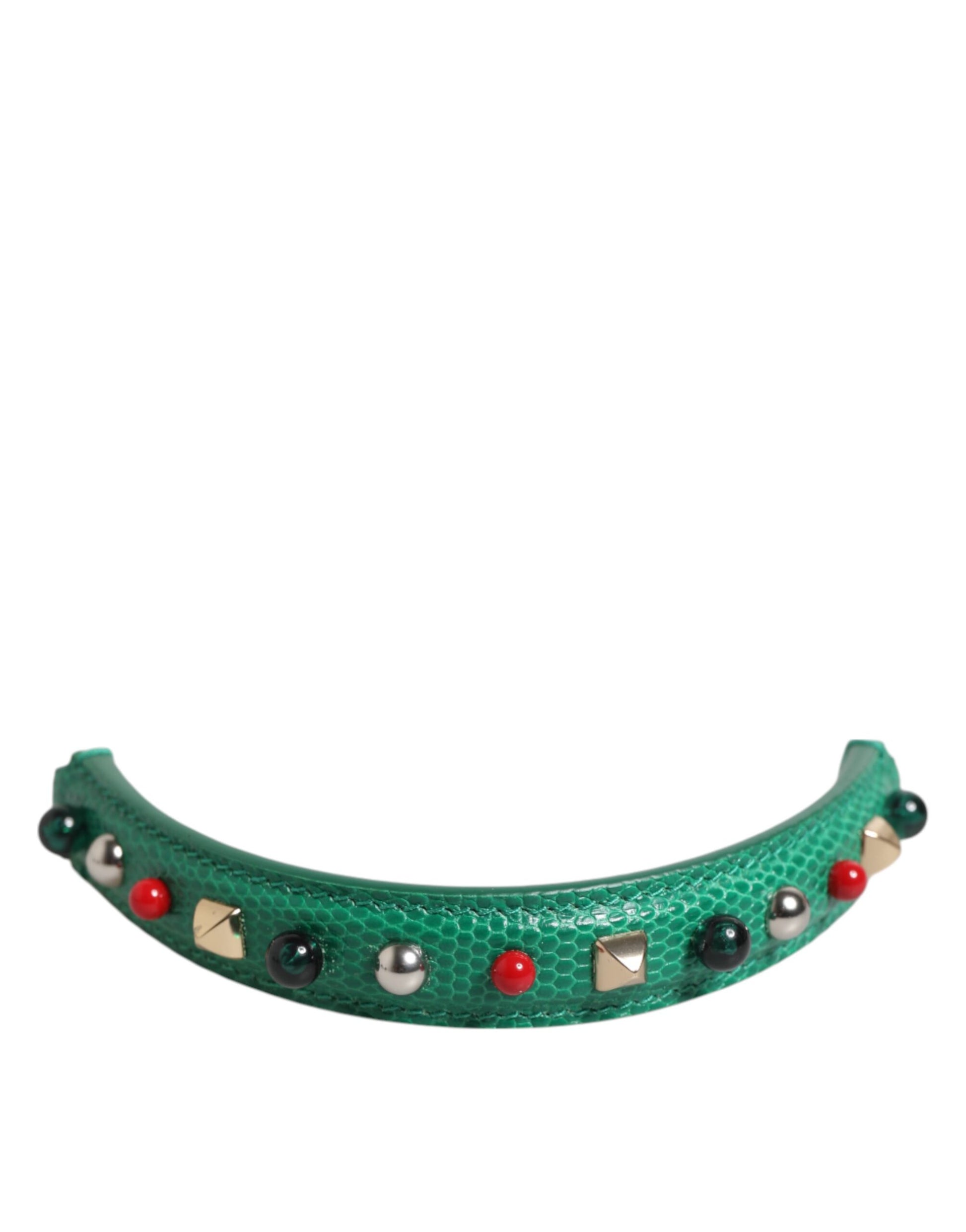 Dolce & Gabbana Green Embellished Leather Bag Handle Women Shoulder Strap - ClickThatClicks 