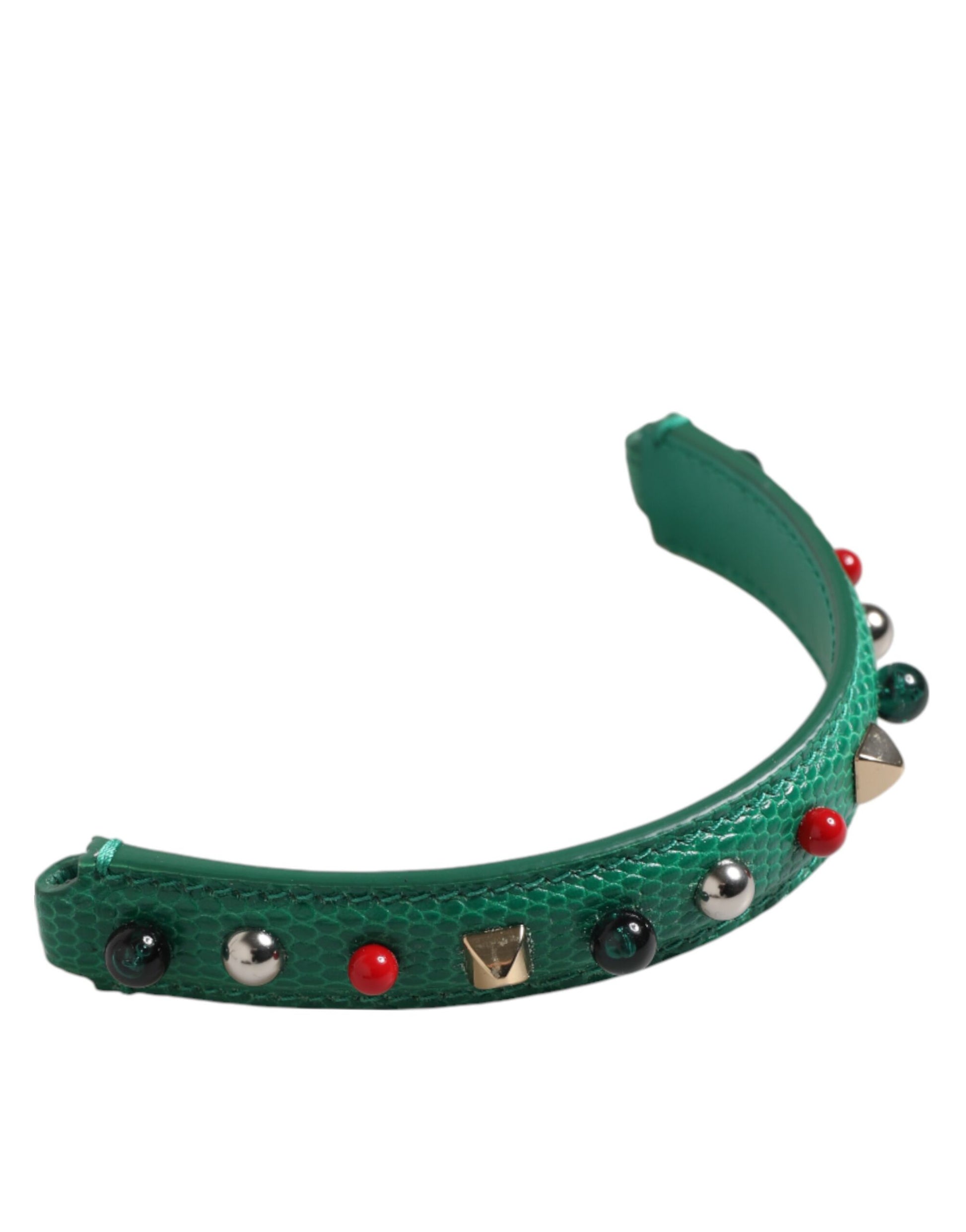 Dolce & Gabbana Green Embellished Leather Bag Handle Women Shoulder Strap - ClickThatClicks 